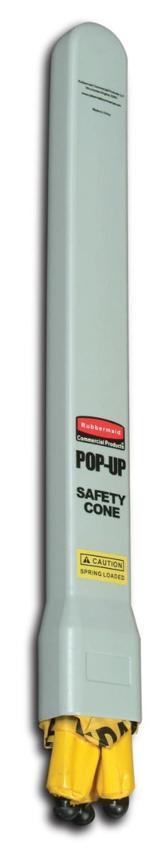 Rubbermaid FG9S0000YEL Multi-Lingual "Caution" Wet Floor Pop-Up Floor Cone Safety Sign with Wall-Mounted Case 20" - Yellow