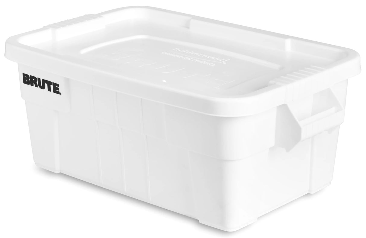 Rubbermaid FG9S3000WHT BRUTE Bus Box / Tote with Lid 16-1/2" x 27-7/8" x 10-7/10" - 14 Gal./Capacity - White