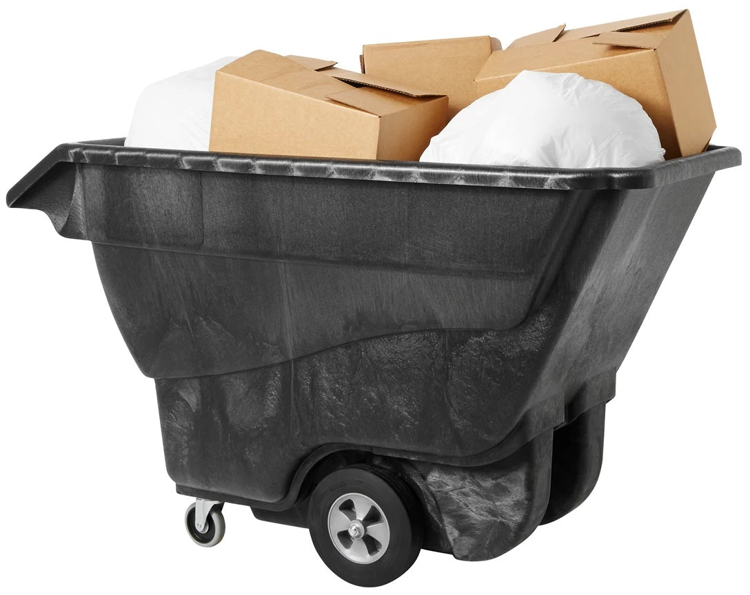 Rubbermaid FG9T1500BLA Structural Foam Open Top Standard Duty Tilt Truck / Trash Cart - Black - 1 cu. yd. (1250 lb. Capacity)