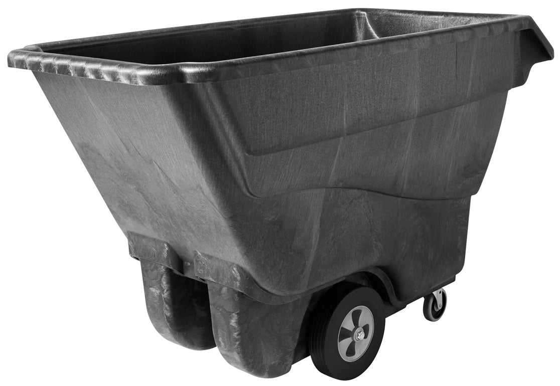 Rubbermaid FG9T1500BLA Structural Foam Open Top Standard Duty Tilt Truck / Trash Cart - Black - 1 cu. yd. (1250 lb. Capacity)