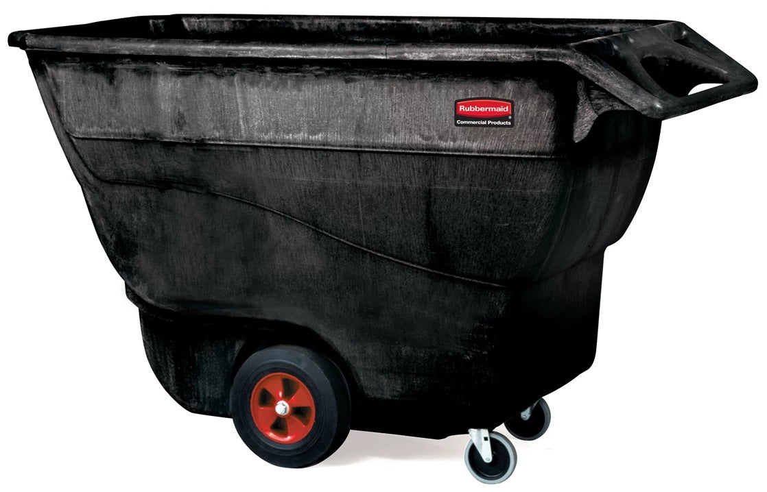 Rubbermaid FG9T1500BLA Structural Foam Open Top Standard Duty Tilt Truck / Trash Cart - Black - 1 cu. yd. (1250 lb. Capacity)