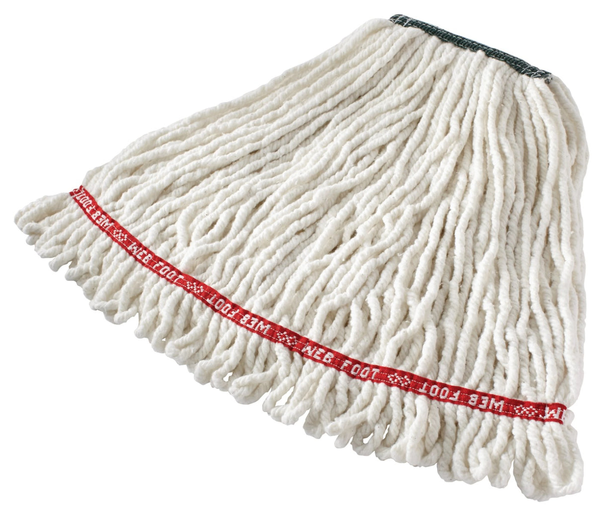 Rubbermaid FGA21206WH00 Web Foot Medium Cotton/Synthetic Blend Shrinkless Wet Mop Head with 1" Headband & Looped End 20 oz. - White