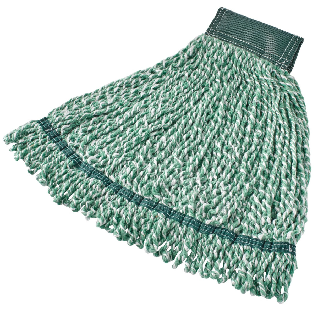 Rubbermaid FGA85206GR00 Web Foot Medium Microfiber/Poly Blend String Wet Mop Head with 5" Headband & Looped End 20 oz. - Green
