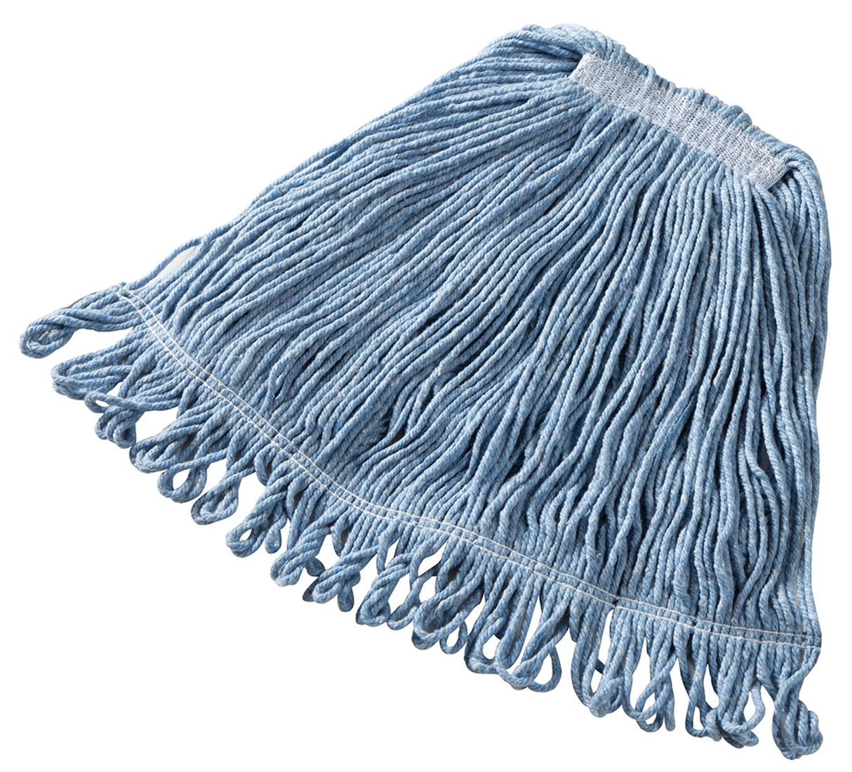 Rubbermaid FGD21206BL00 Super Stitch Medium Cotton/Synthetic Blend Wet Mop Head with 1" Headband & Looped End 20 oz. -Blue