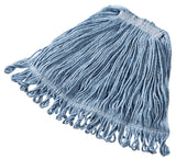 Rubbermaid FGD21206BL00 Super Stitch Medium Cotton/Synthetic Blend Wet Mop Head with 1" Headband & Looped End 20 oz. -Blue