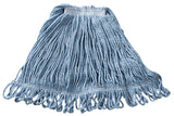 Rubbermaid FGD21206BL00 Super Stitch Medium Cotton/Synthetic Blend Wet Mop Head with 1" Headband & Looped End 20 oz. -Blue
