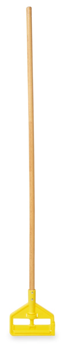 Rubbermaid FGH115000000 Invader Wood Wet Mop Handle with Side-Gate Style Yellow Plastic Head 54"L - Brown - for use with 1" Headbands only