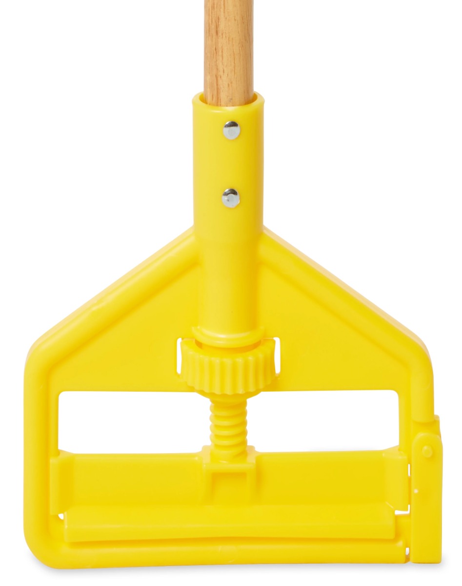 Rubbermaid FGH115000000 Invader Wood Wet Mop Handle with Side-Gate Style Yellow Plastic Head 54"L - Brown - for use with 1" Headbands only