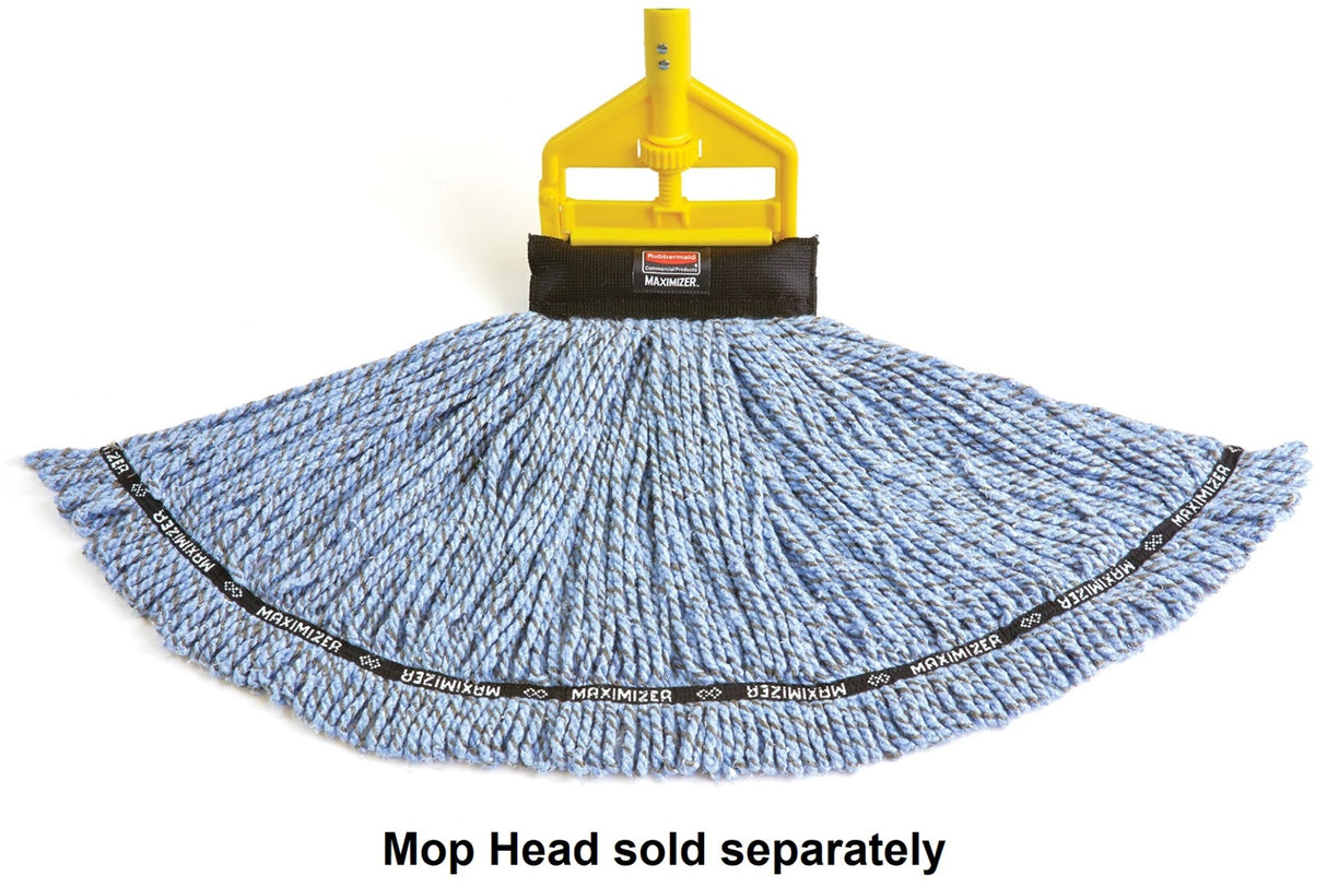 Rubbermaid FGH115000000 Invader Wood Wet Mop Handle with Side-Gate Style Yellow Plastic Head 54"L - Brown - for use with 1" Headbands only