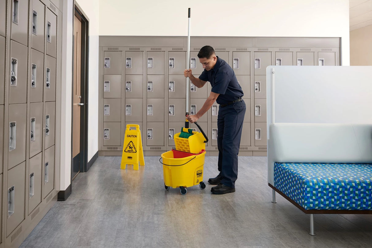 Rubbermaid FGH245000000 Gripper Fiberglass Wet Mop Handle with Clamp-Style Yellow Plastic Head 54"L - Gray - for use with 5" Headbands only