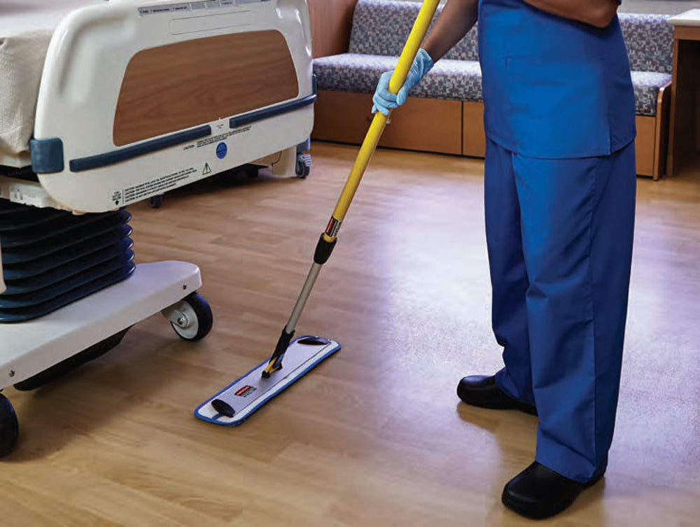 Rubbermaid FGQ41000BL00 Hygen Blue Microfiber Damp Room Mop Pad 18"