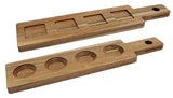 TableCraft FLIGHT2 Reversible Acacia Wood Paddle Tasting Flight 17" x 4" x 5/8" - Holds (4) Glasses (Not Included)