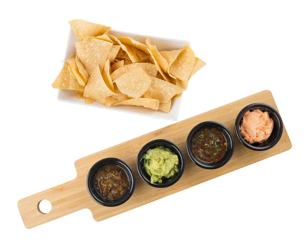 TableCraft FLIGHT2 Reversible Acacia Wood Paddle Tasting Flight 17" x 4" x 5/8" - Holds (4) Glasses (Not Included)