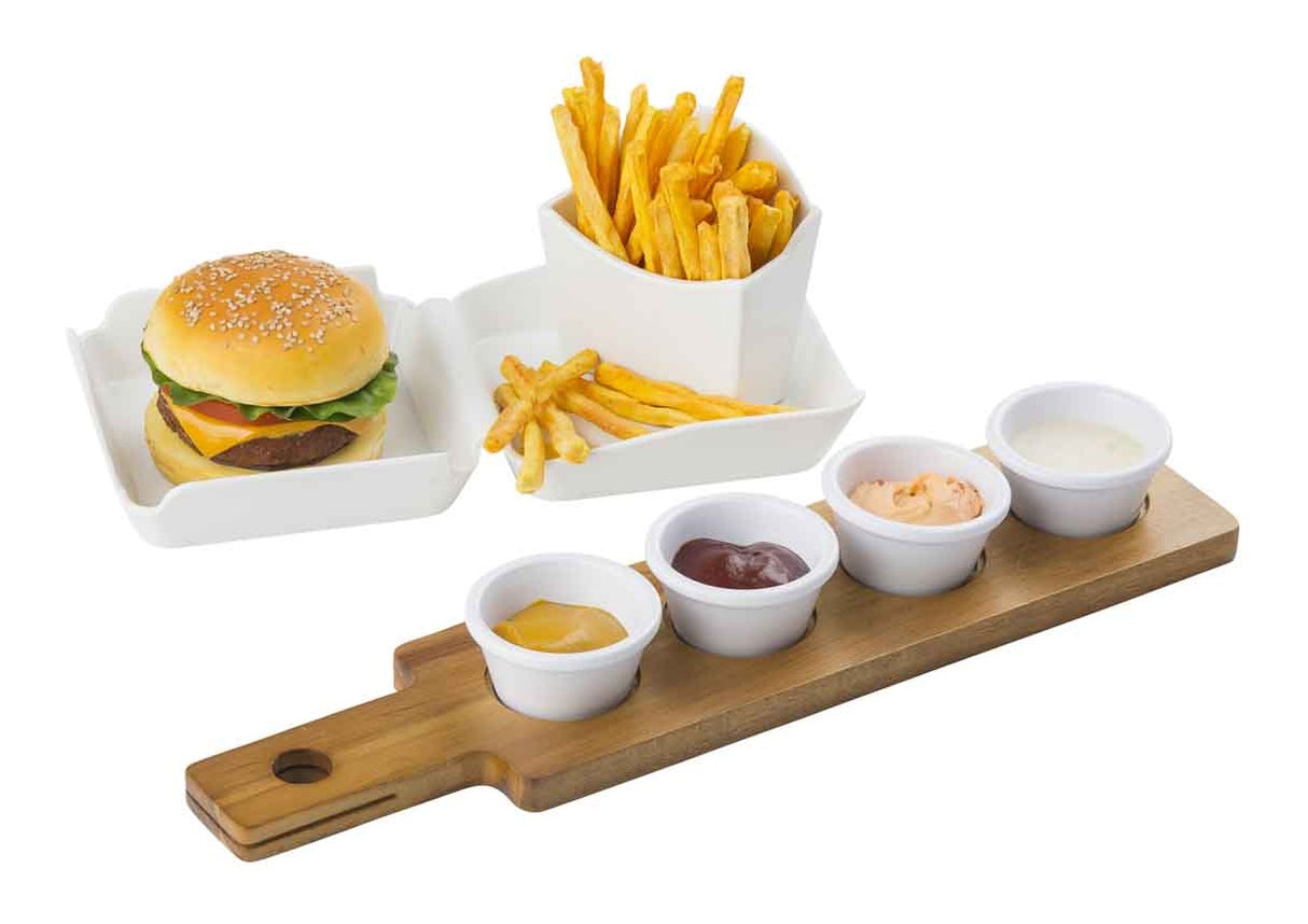 TableCraft FLIGHT2 Reversible Acacia Wood Paddle Tasting Flight 17" x 4" x 5/8" - Holds (4) Glasses (Not Included)