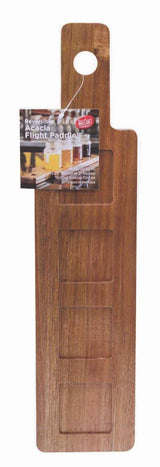TableCraft FLIGHT2 Reversible Acacia Wood Paddle Tasting Flight 17" x 4" x 5/8" - Holds (4) Glasses (Not Included)