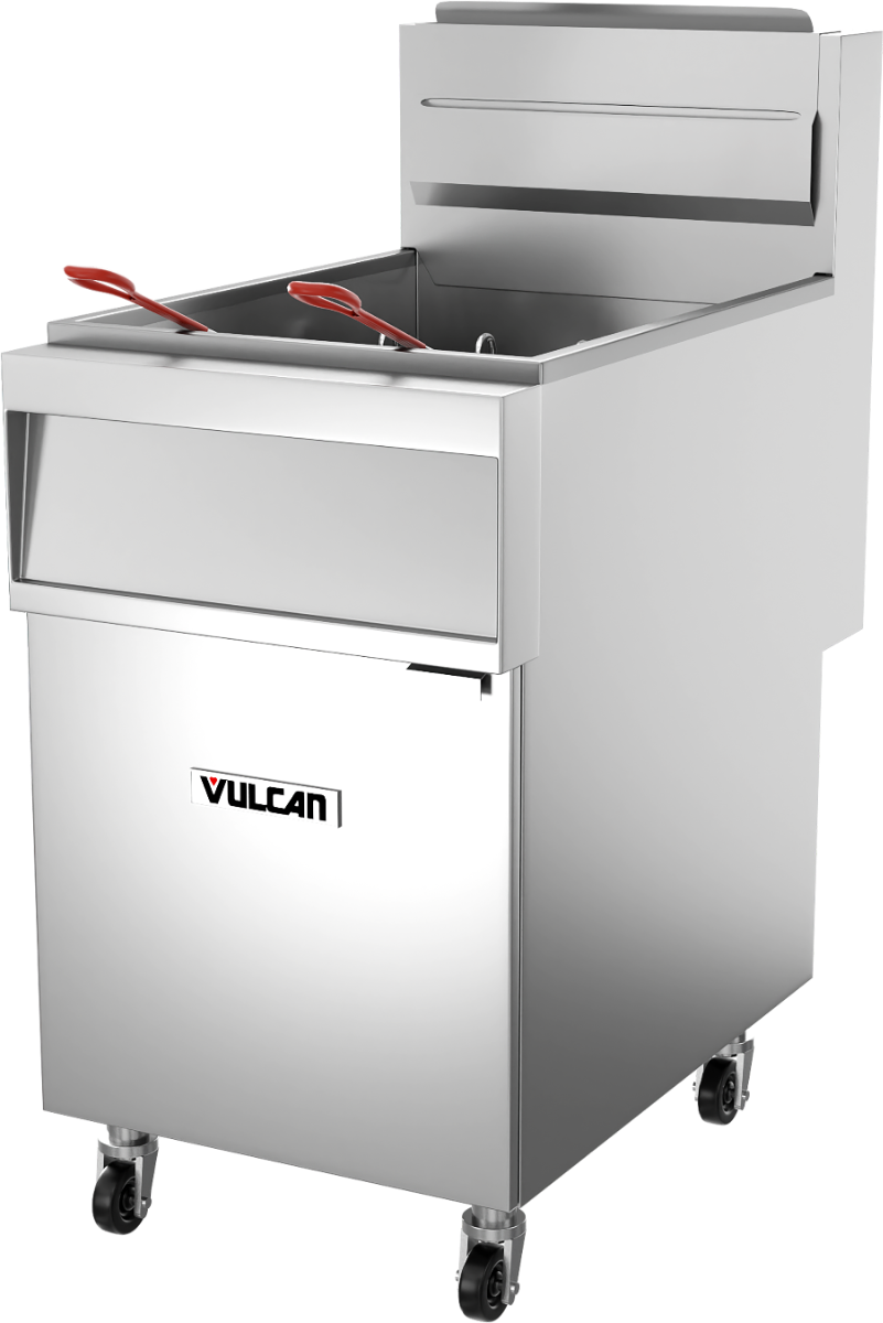 Vulcan 1GR85M-NG Natural Gas Floor Fryer with Millivolt Controls - Holds 35 to 40 lbs. - 90,000 BTU