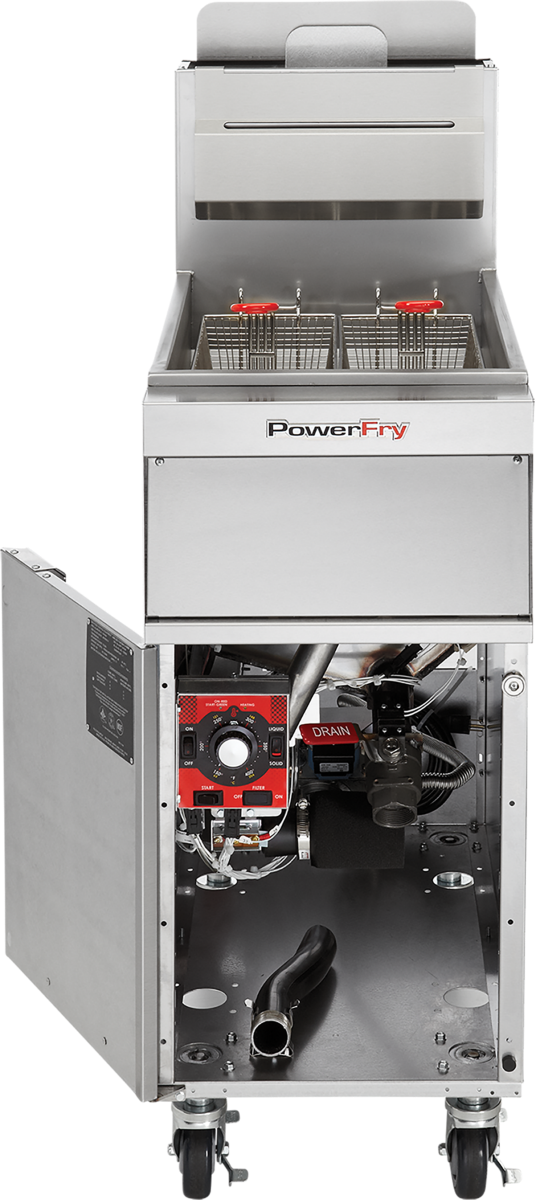 Vulcan 1VK45A One Bank Natural Gas Floor Fryer with PowerFry5 and Solid State Analog Control - Holds 45 to 50 lbs. - 70,000 BTU