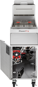 Vulcan 1VK45A One Bank Natural Gas Floor Fryer with PowerFry5 and Solid State Analog Control - Holds 45 to 50 lbs. - 70,000 BTU