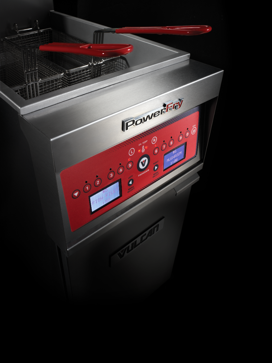 Vulcan 1VK45C One Bank Natural Gas Floor Fryer with PowerFry 5 and Computer Controls - Holds 45 to 50 lbs. - 70,000 BTU