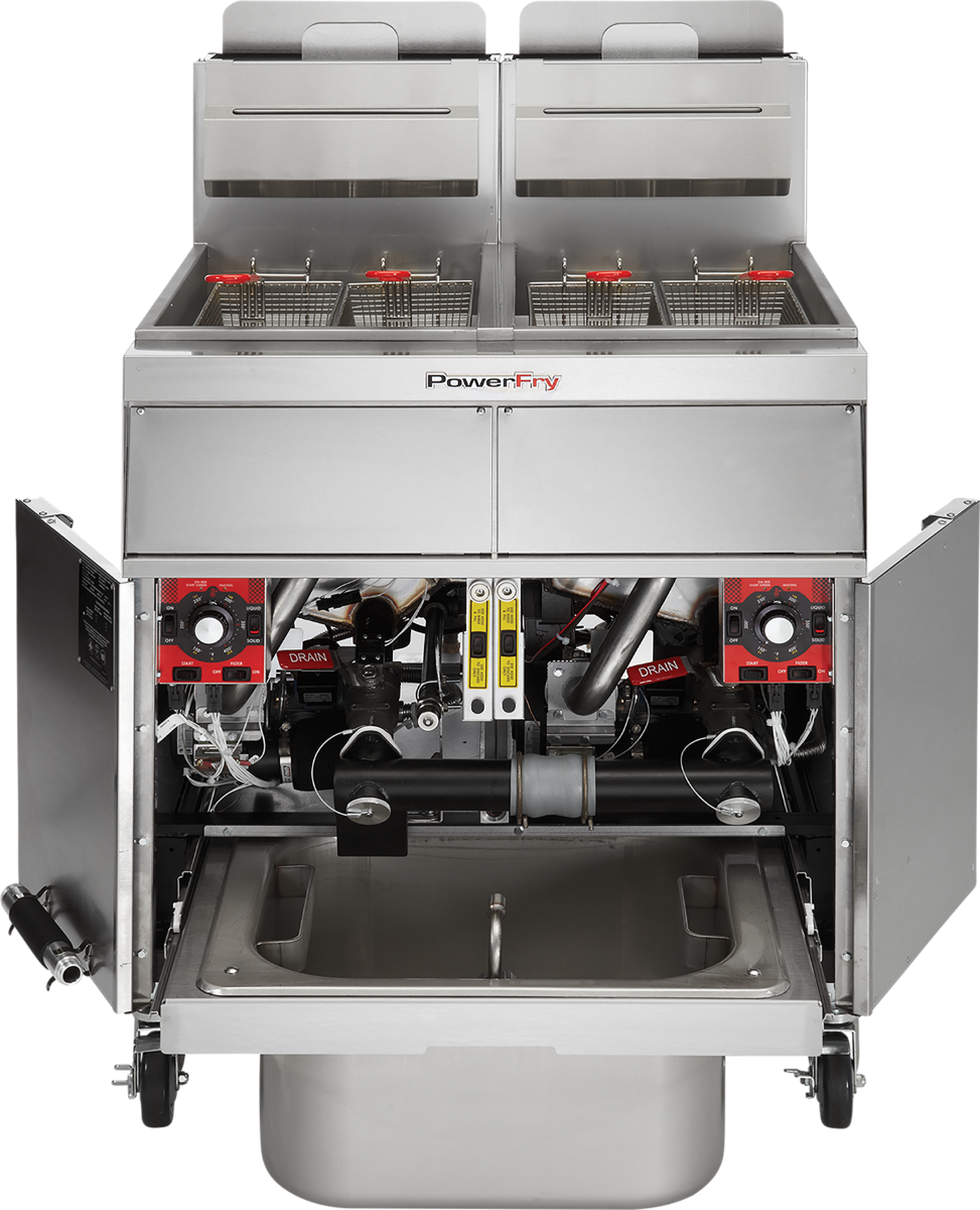 Vulcan 2VK45AF Two Bank Natural Gas Fryer with PowerFry5, Solid State Analog Controls, and KleenScreen Filtration - Holds 90 to 100 lbs. - 140,000 BTU