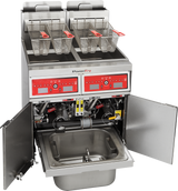 Vulcan 2VK45DF Two Bank Natural Gas Floor Fryer with PowerFry5, Solid State Digital Controls, and KleenScreen Filtration - Holds 90 to 100 lbs. - 140,000 BTU
