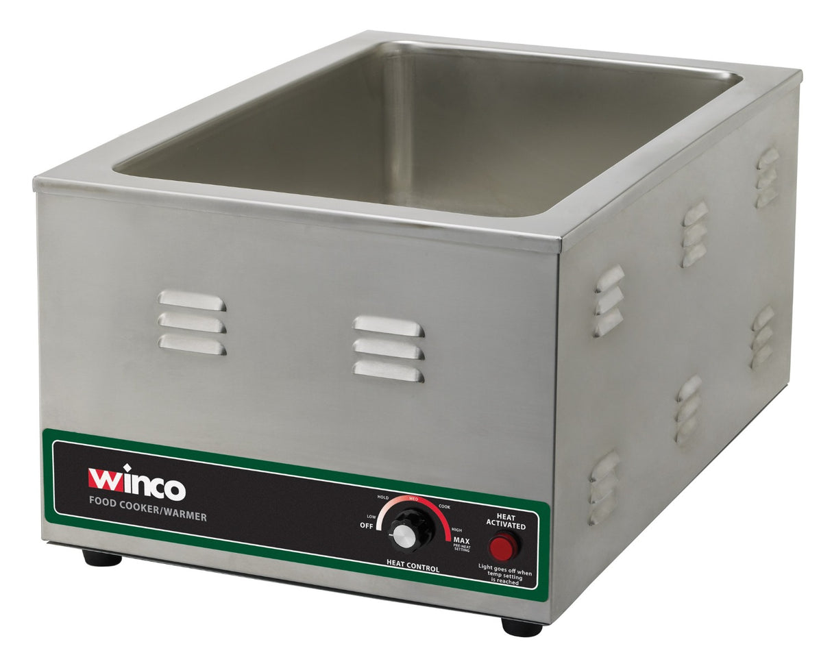 Winco FW-S600 Countertop Electric Food Cooker / Warmer 22-1/2"W x 14-5/8"D x 10-5/8"H - Holds (1) Full Size Pan 6"Deep - 120v, 1500W