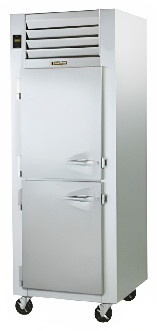 Traulsen G10001 1-Section Left Hinged 2 Solid Half Door Reach-In Refrigerator 30" - 24.2 Cu. Ft.