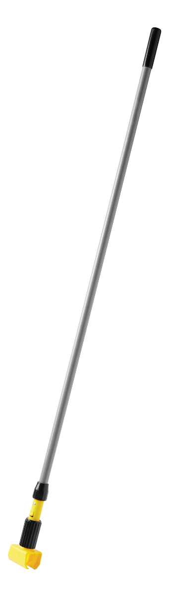 Rubbermaid FGH24600GY00 Gripper Clamp-Style Fiberglass Wet Mop Handle with Yellow Plastic Head 60" - Gray