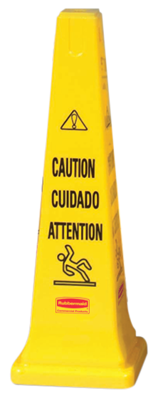Rubbermaid FG627600YEL Multilingual "Caution" Floor Safety Cone 36" - Yellow