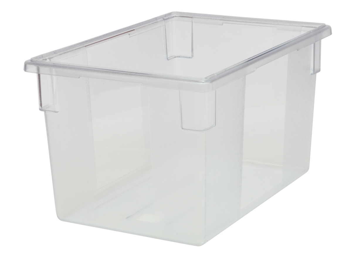 Rubbermaid FG330100CLR Polycarbonate Food / Tote Box 26" x 18" x 15"D - 21-1/2 Gal. - Clear