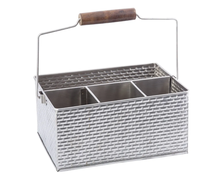 TableCraft GPSSCADDY Rectangular Flatware Caddy w/ (4) Compartments, Stainless