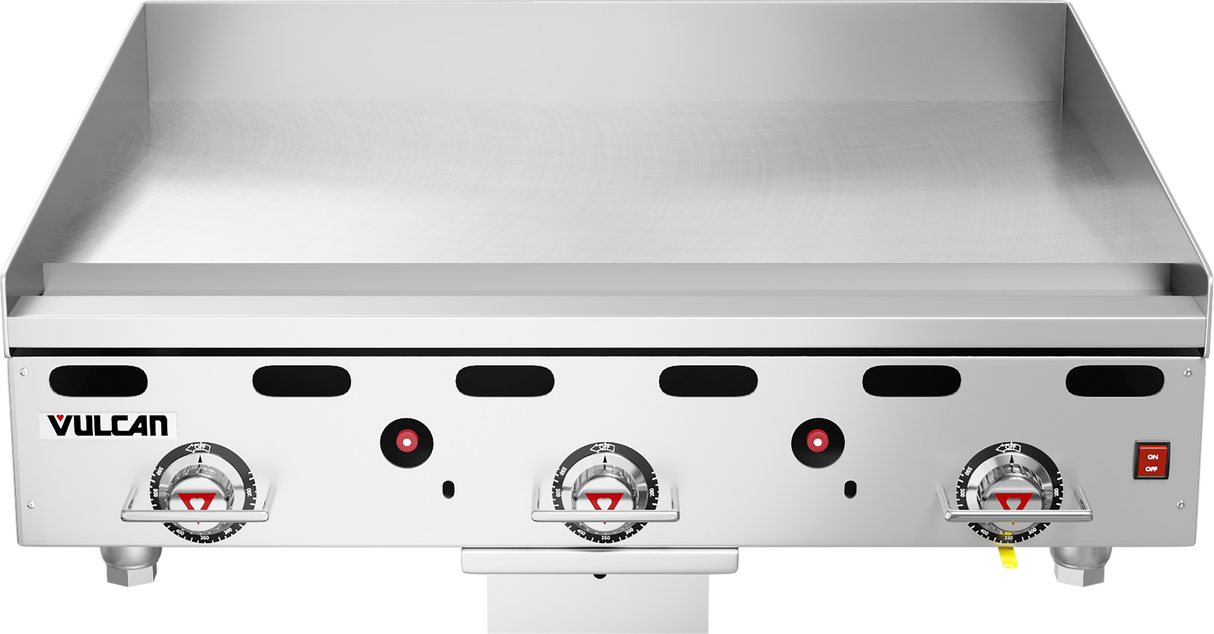 Vulcan 936RX Countertop Heavy Duty Gas Griddle w/ 3 Snap-Action Thermostatic Controls 36" NG - 81,000 BTU