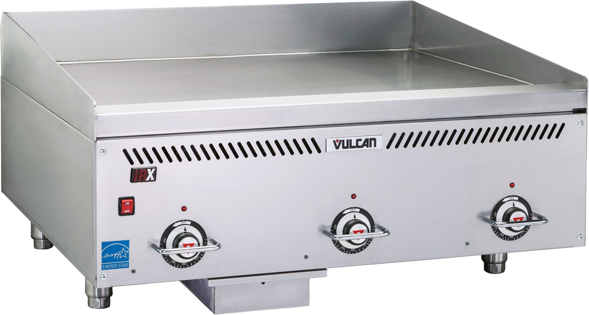 Vulcan VCCG36-AR Countertop Heavy Duty Natural Gas Griddle w/ 3 Atmospheric Burners & Chrome Plate 36" - 90,000 BTU
