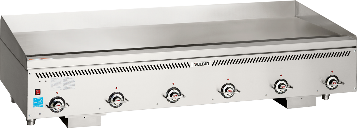 Vulcan VCCG72-AR Countertop Heavy Duty Natural Gas Griddle w/ 6 Atmospheric Burners & Chrome Plate 72" - 180,000 BTU