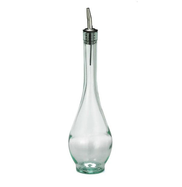 TableCraft H931 16 oz Cruet w/ Stainless Steel Pourer - Glass, Green Tint