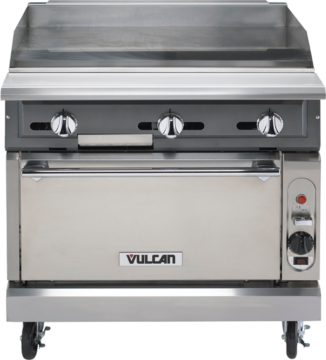 Vulcan VGMT36C V Series Heavy Duty Range Snap Action Thermostatic Gas Griddle w/ Convection Oven 36" NG - 122,000 BTU