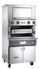 Vulcan VIR1BF V Series Upright Infrared Natural Gas Broiler w/ 4 Burners, Finishing Oven and Cabinet Base 36" - 100,000 BTU