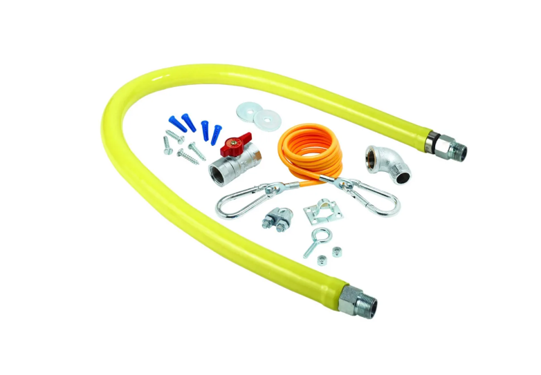 T&S Brass HG-2C-48K 48" Gas Connector Kit w/ (1) 90° Elbow & Ball Valve - 1/2" Connection