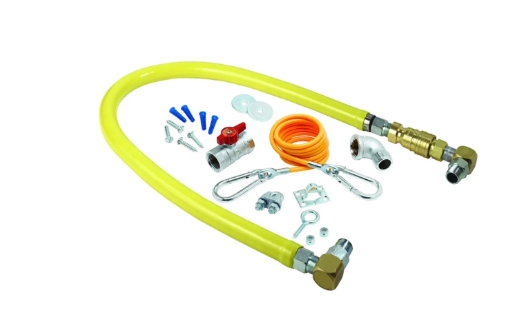 T&S Brass HG-4C-48SK 48" Gas Connector Kit w/ Quick Disconnect, (2) SwiveLink Swivels & (1) 90° Elbow - 1/2" Connection