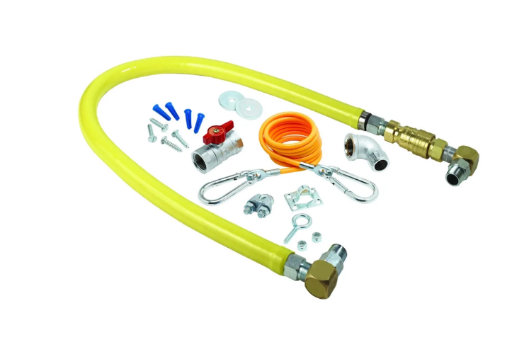 T&S Brass HG-4E-48SK 48" Gas Connector Kit w/ Quick Disconnect, (2) SwiveLink Swivels & (1) 90° Elbow - 1" Connection