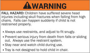 high chair warning label