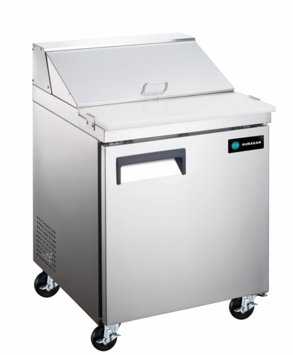 HKN-SPT27R1 Hurakan 27" refrigerated sandwich prep table with 1 door and 6 pan capacity – stainless steel commercial prep station
