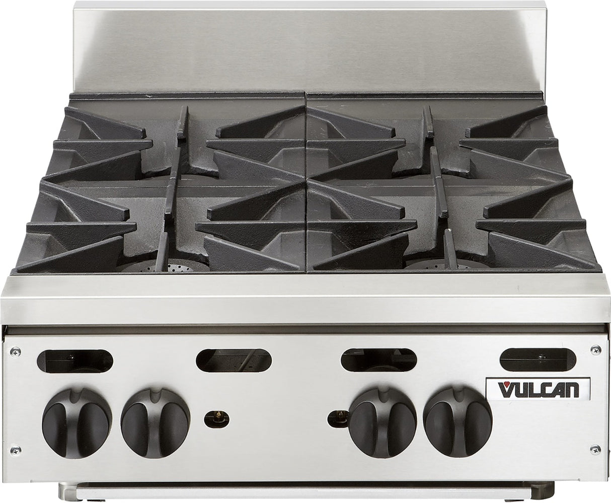 Vulcan VHP424 - Achiever Countertop Heavy Duty Gas Hotplate w/ 4 Open Burners 24" NG - 120,000 BTU