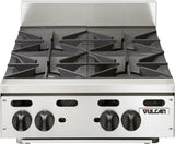 Vulcan VHP424 - Achiever Countertop Heavy Duty Gas Hotplate w/ 4 Open Burners 24" NG - 120,000 BTU