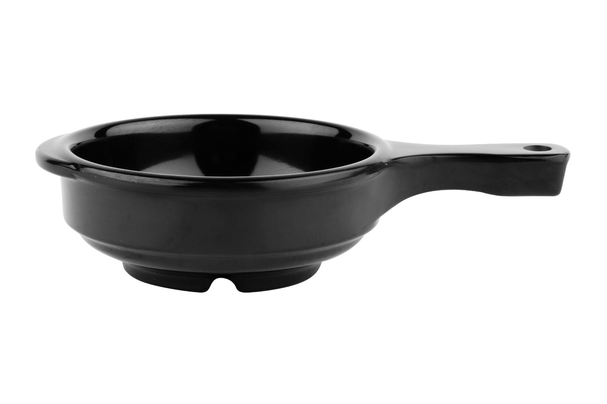 GET HSB-112-BK Black Elegance Melamine Narrow Rim Round Soup Bowl with Handle 12 oz. - Black - 24/Case