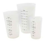 TableCraft HSMC3 3-Piece Silicone Stackable Flexible Measuring Cup Set - includes: (1) 1 cup, (1) 2 cup & (1) 4 cup - Translucent - 6 Sets/Case