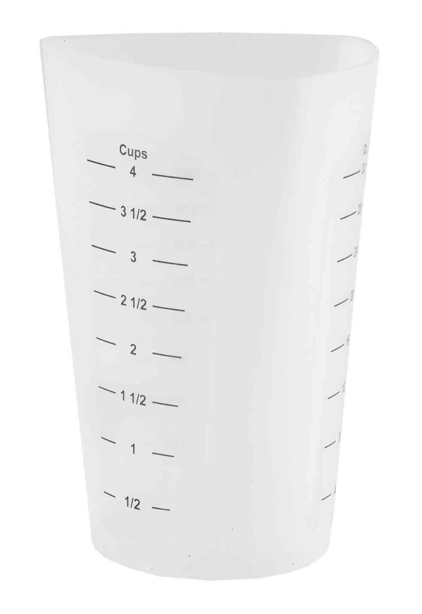 TableCraft HSMC3 3-Piece Silicone Stackable Flexible Measuring Cup Set - includes: (1) 1 cup, (1) 2 cup & (1) 4 cup - Translucent - 6 Sets/Case