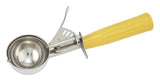 Winco ICD-20 Stainless Steel Thumb-Press Ice Cream Disher with Yellow Plastic Handle 2 oz. - Size 20 - 36/Case