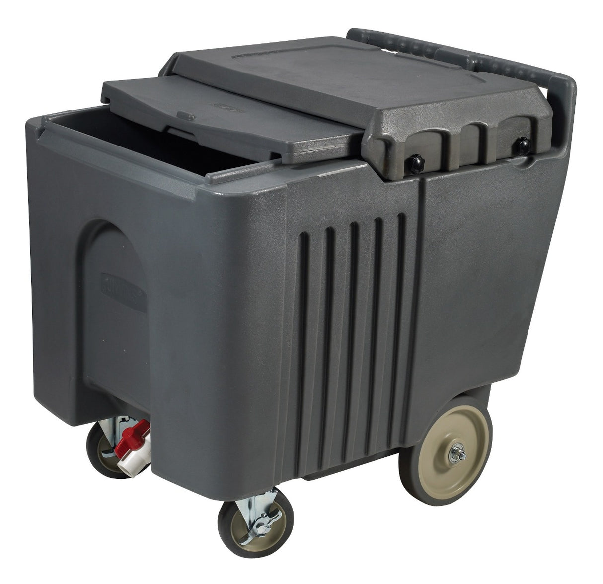 Winco IIC-29 Plastic Insulated Mobile Ice Caddy with Sliding Cover 125 lb. - Gray