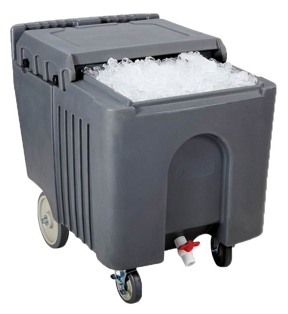 Winco IIC-29 Plastic Insulated Mobile Ice Caddy with Sliding Cover 125 lb. - Gray